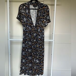 Karen Kane Navy Printed Short Sleeve Dress